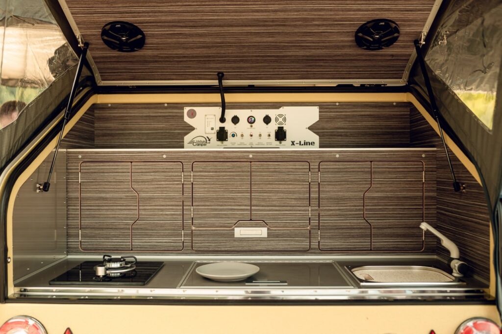 teardrop camper with kitchen in back