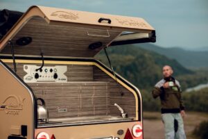 teardrop camper with outdoor kitchen